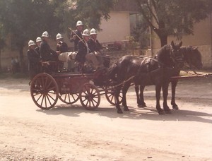 Veteran firefighters of the Sveti Djurdj VFD at the 110th anniversary of the Ludbreg VFD (in 1979)