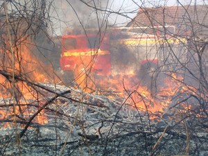 Detalj s intervencije kod kontroliranog spaljivanja šikare Vulinec